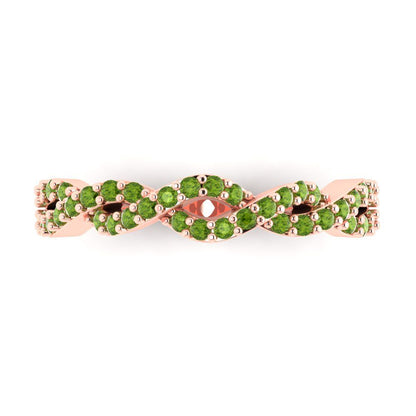 0.495 cttw Natural Peridot Round Cut Rose Gold Eternity Wedding Band