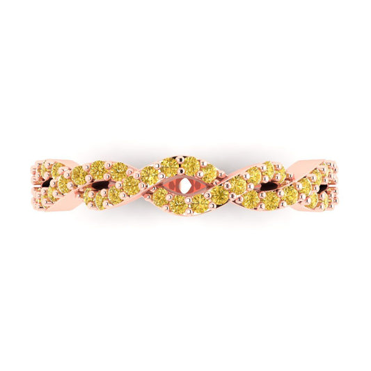 0.495 cttw Simulated Yellow Diamond Round Cut Rose Gold Eternity Wedding Band