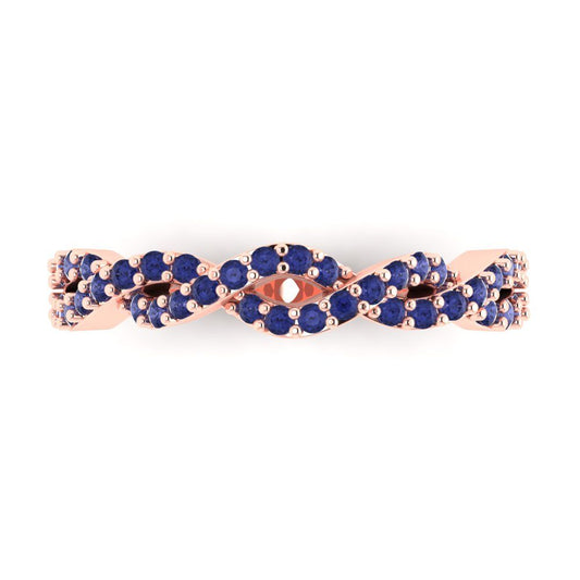0.495 cttw Simulated Tanzanite Round Cut Rose Gold Eternity Wedding Band
