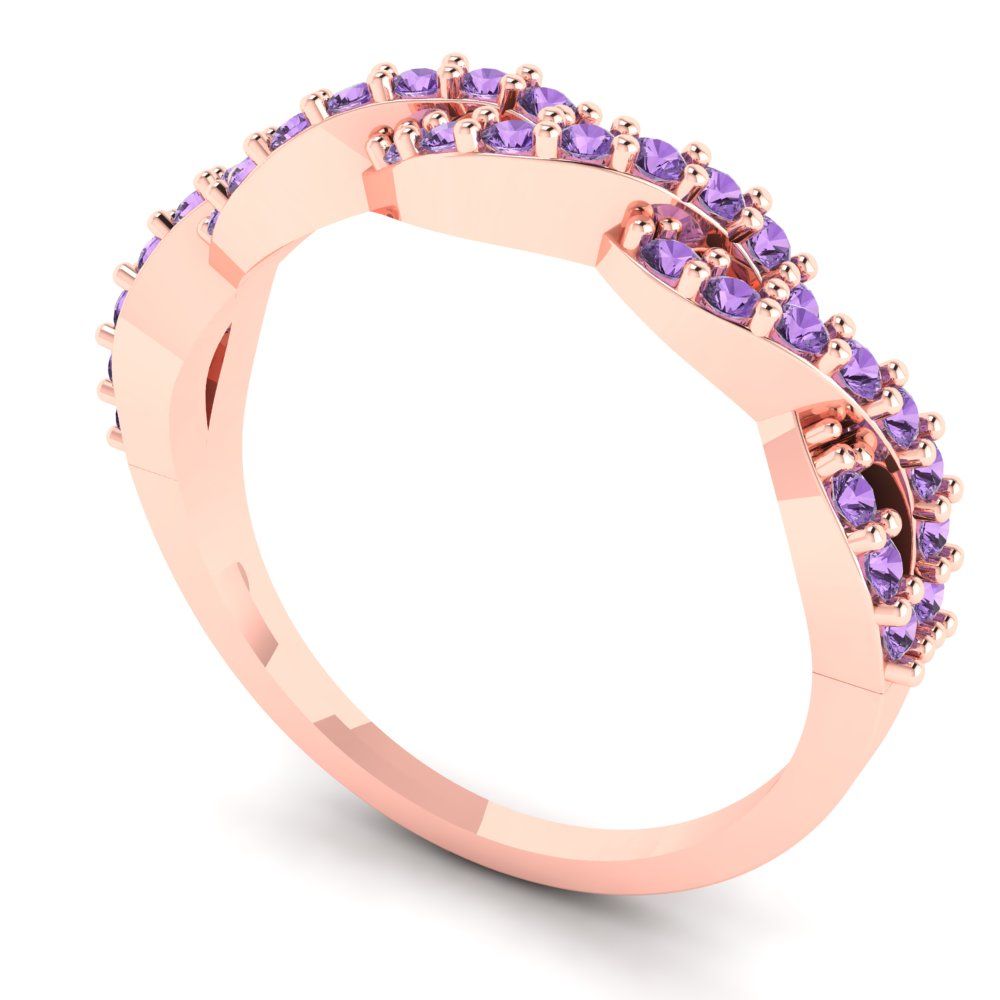 0.495 cttw Simulated Alexandrite Round Cut Rose Gold Eternity Wedding Band