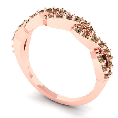 0.495 cttw Simulated Champagne Diamond Round Cut Rose Gold Eternity Wedding Band