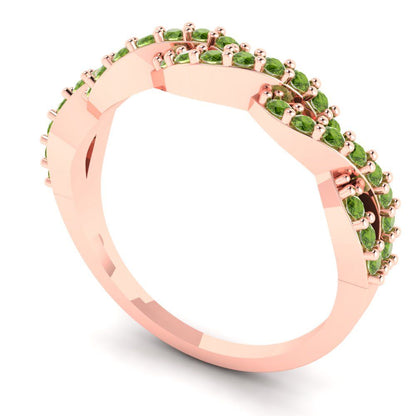 0.495 cttw Natural Peridot Round Cut Rose Gold Eternity Wedding Band