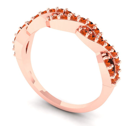 0.495 cttw Simulated Red Diamond Round Cut Rose Gold Eternity Wedding Band