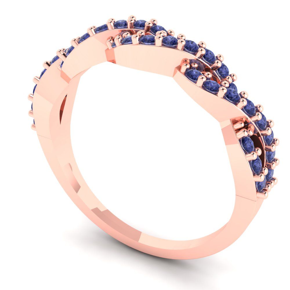 0.495 cttw Simulated Tanzanite Round Cut Rose Gold Eternity Wedding Band