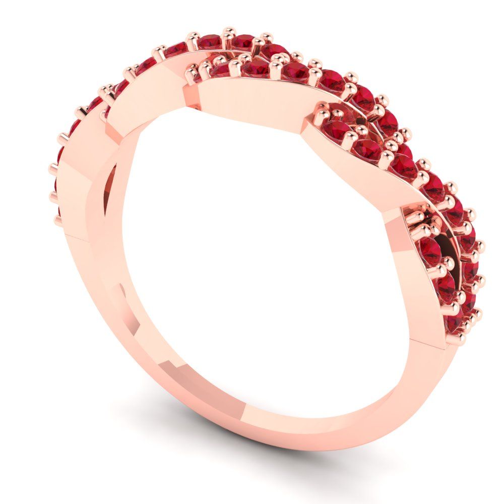 0.495 cttw Simulated Ruby Round Cut Rose Gold Eternity Wedding Band