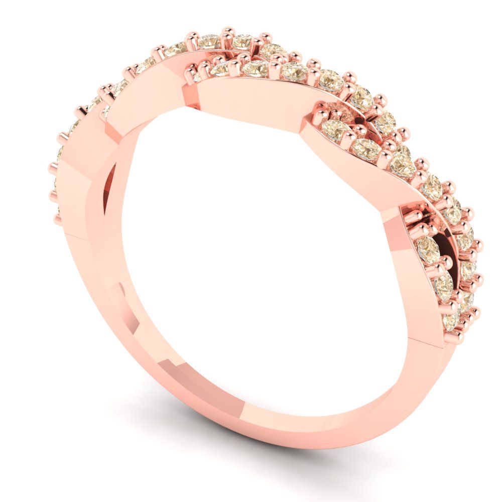 0.495 cttw Natural Morganite Round Cut Rose Gold Eternity Wedding Band