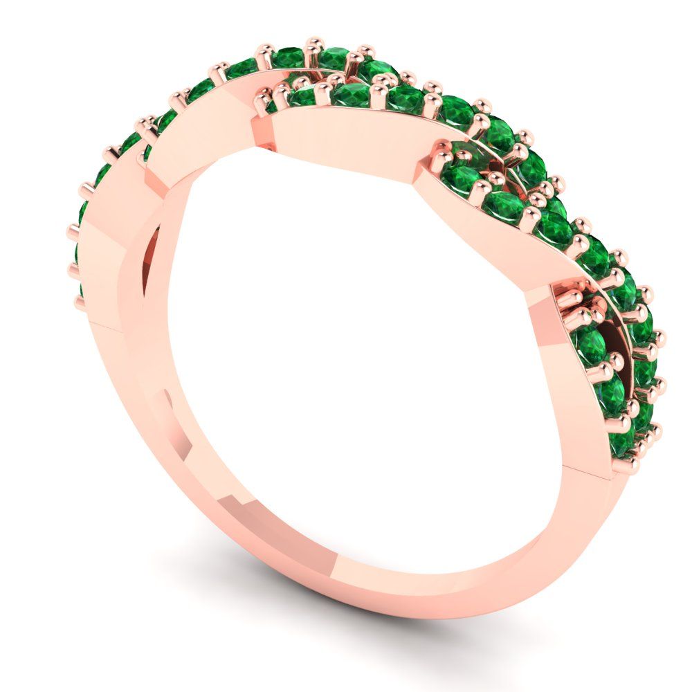0.495 cttw Simulated Emerald Round Cut Rose Gold Eternity Wedding Band