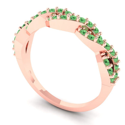 0.495 cttw Simulated Green Diamond Round Cut Rose Gold Eternity Wedding Band