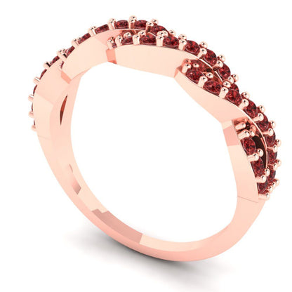 0.495 cttw Natural Garnet Round Cut Rose Gold Eternity Wedding Band