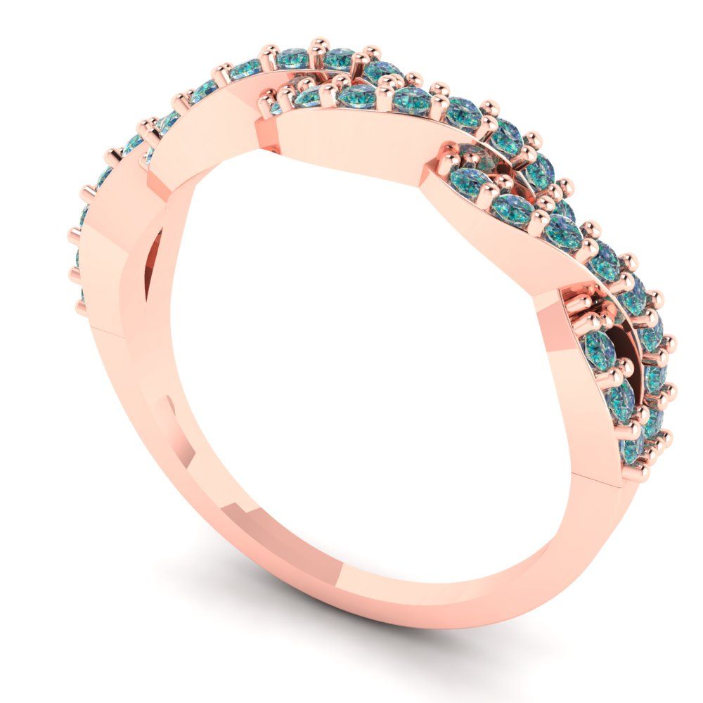 0.495 cttw Blue Moissanite Round Cut Rose Gold Eternity Wedding Band