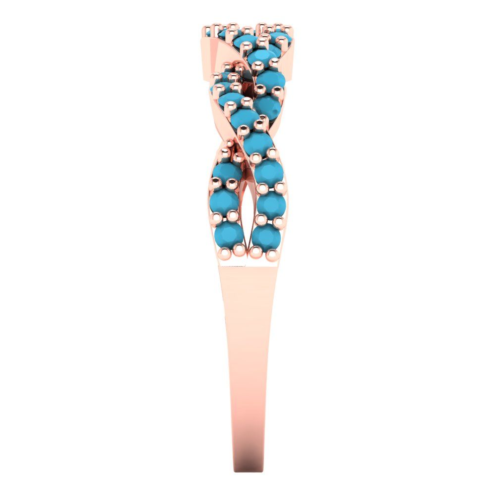 0.495 cttw Simulated Turquoise Round Cut Rose Gold Eternity Wedding Band