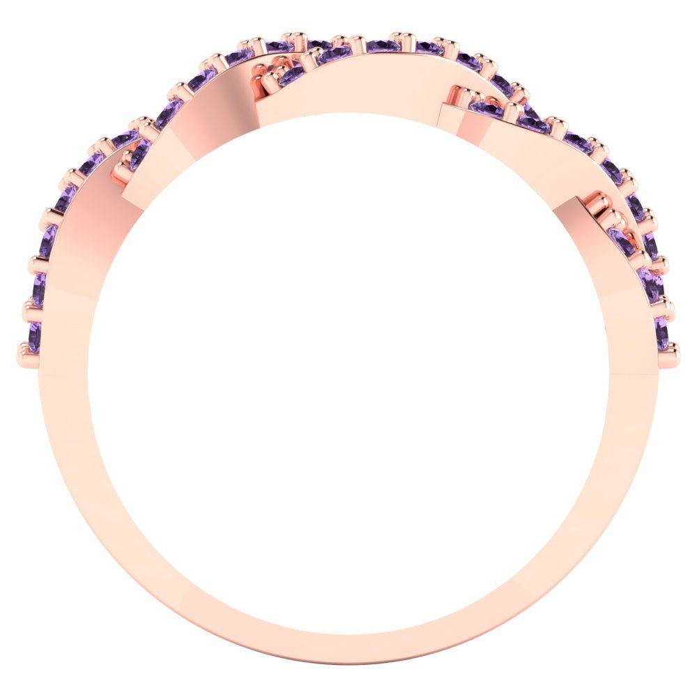 0.495 cttw Simulated Alexandrite Round Cut Rose Gold Eternity Wedding Band