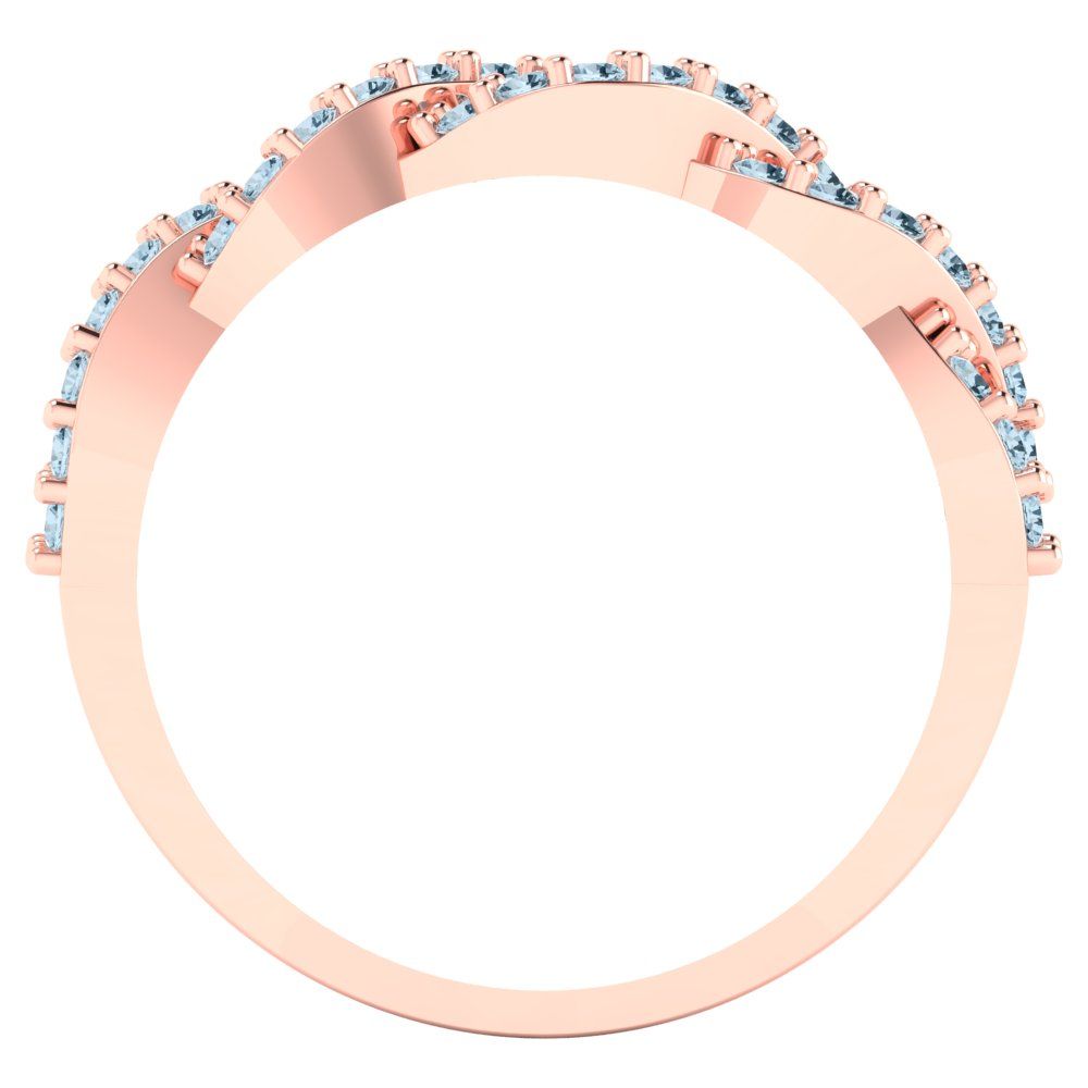 0.495 cttw Simulated Blue Diamond Round Cut Rose Gold Eternity Wedding Band