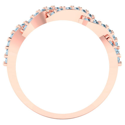 0.495 cttw Simulated Blue Diamond Round Cut Rose Gold Eternity Wedding Band