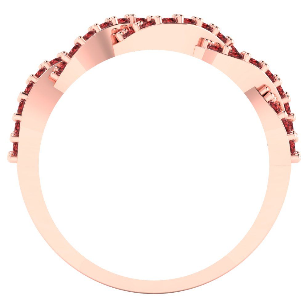 0.495 cttw Natural Garnet Round Cut Rose Gold Eternity Wedding Band