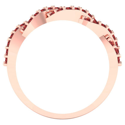0.495 cttw Natural Garnet Round Cut Rose Gold Eternity Wedding Band