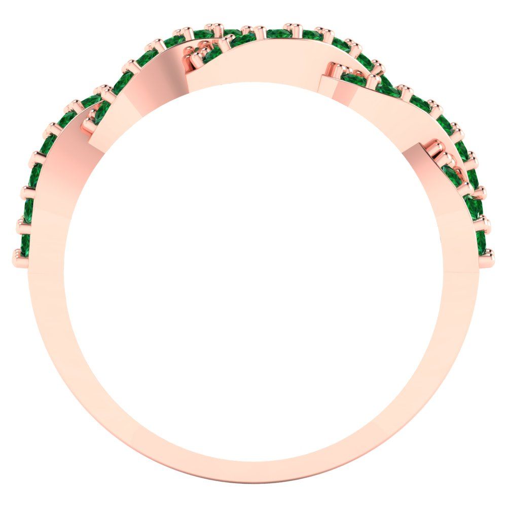 0.495 cttw Simulated Emerald Round Cut Rose Gold Eternity Wedding Band