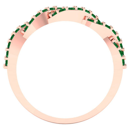 0.495 cttw Simulated Emerald Round Cut Rose Gold Eternity Wedding Band