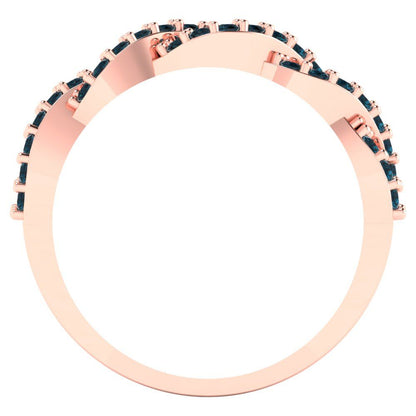 0.495 cttw Natural London Blue Topaz Round Cut Rose Gold Eternity Wedding Band