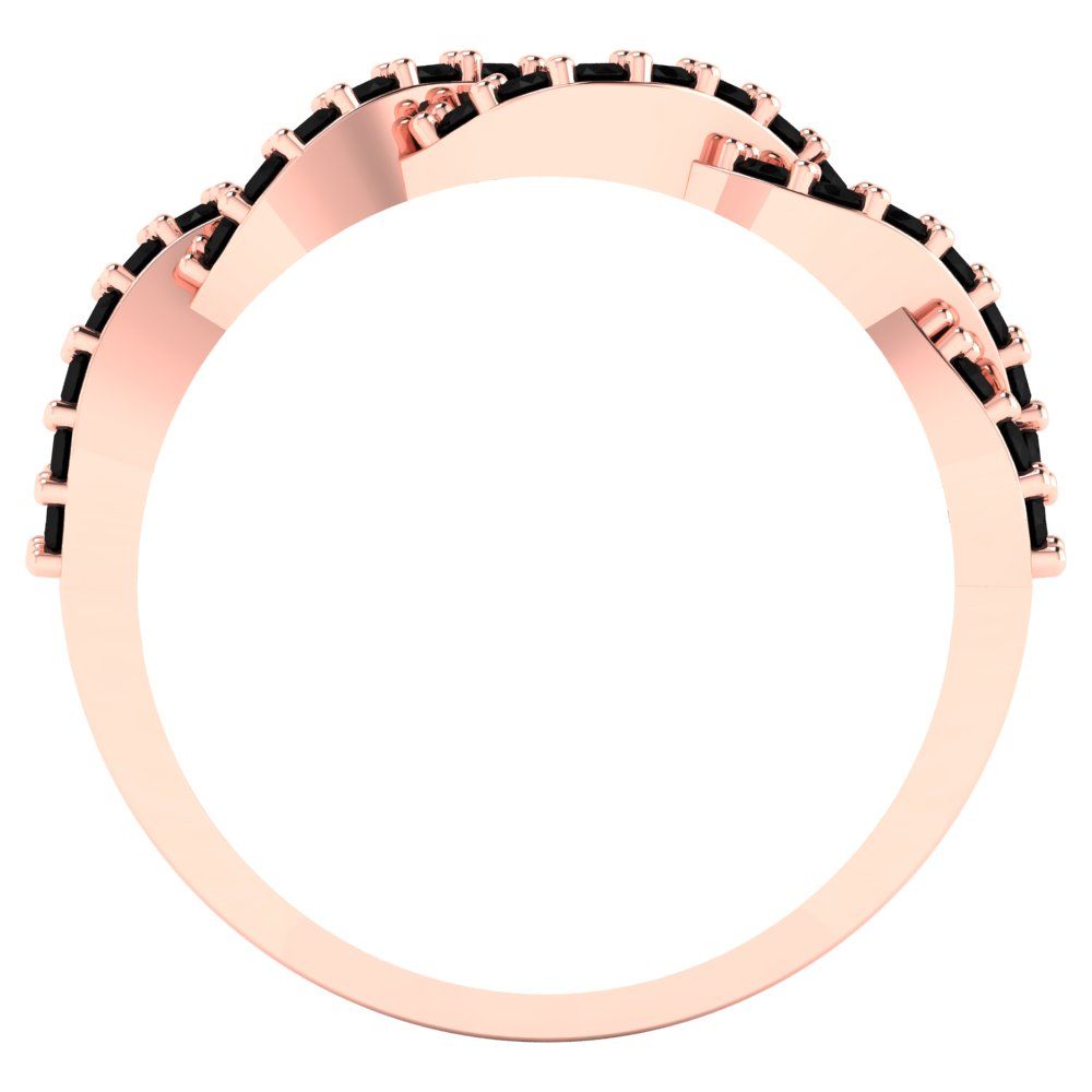 0.495 cttw Natural Onyx Round Cut Rose Gold Eternity Wedding Band