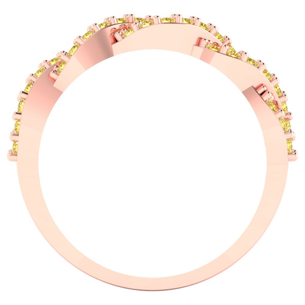 0.495 cttw Natural Citrine Round Cut Rose Gold Eternity Wedding Band