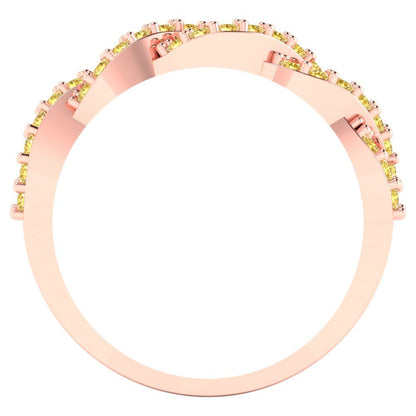 0.495 cttw Natural Citrine Round Cut Rose Gold Eternity Wedding Band