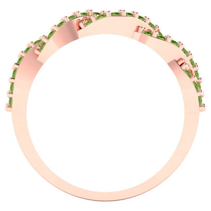 0.495 cttw Natural Peridot Round Cut Rose Gold Eternity Wedding Band