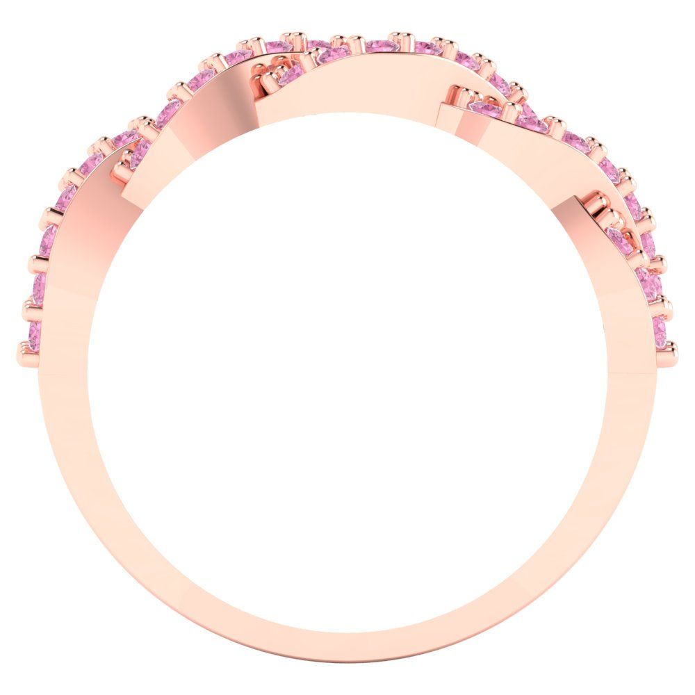 0.495 cttw Simulated Pink Diamond Round Cut Rose Gold Eternity Wedding Band