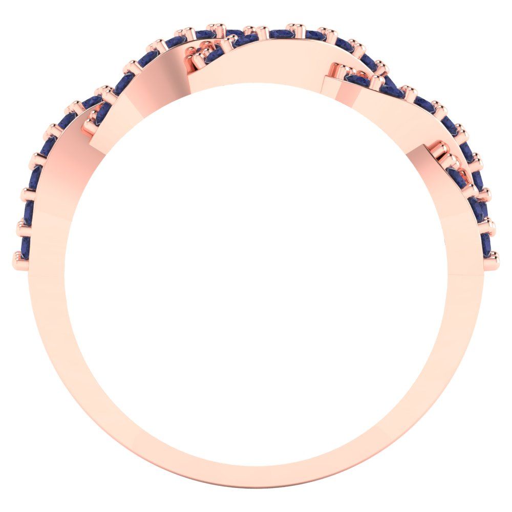 0.495 cttw Simulated Blue Sapphire Round Cut Rose Gold Eternity Wedding Band