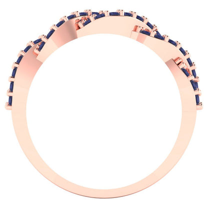 0.495 cttw Simulated Blue Sapphire Round Cut Rose Gold Eternity Wedding Band