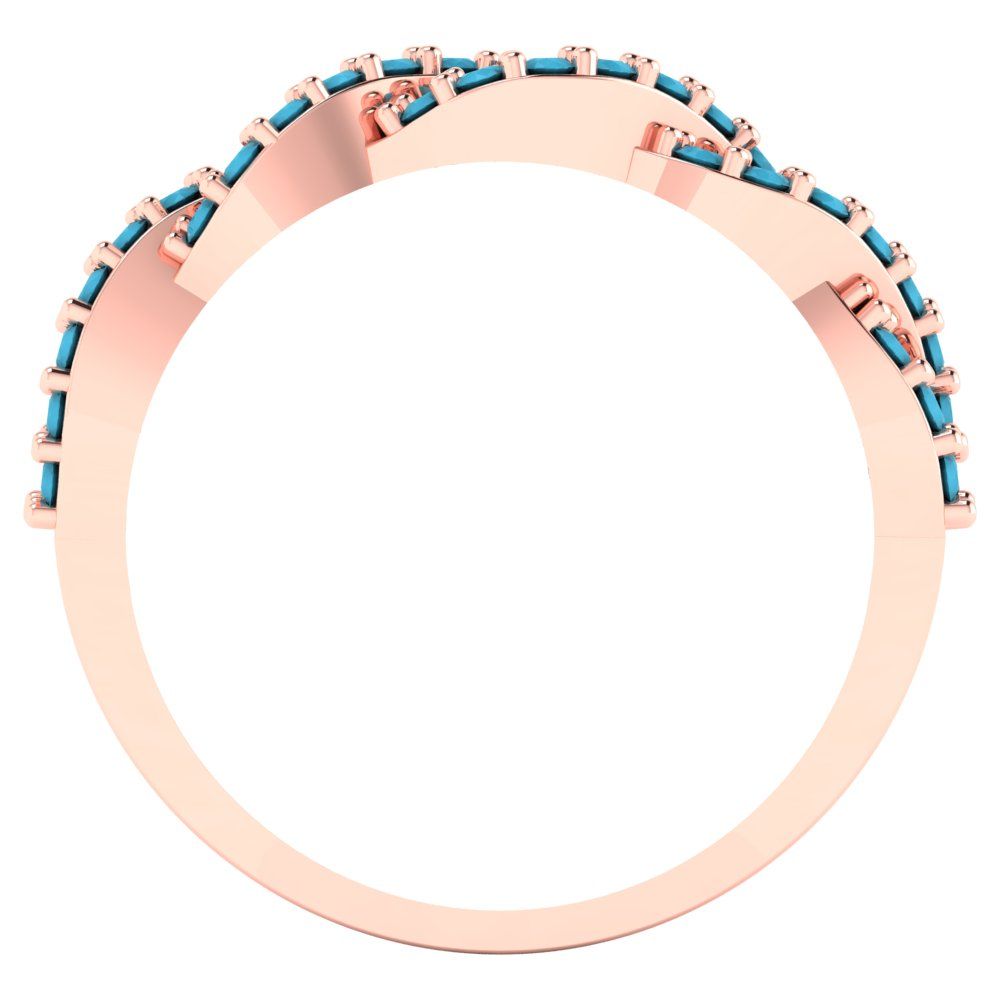 0.495 cttw Simulated Turquoise Round Cut Rose Gold Eternity Wedding Band