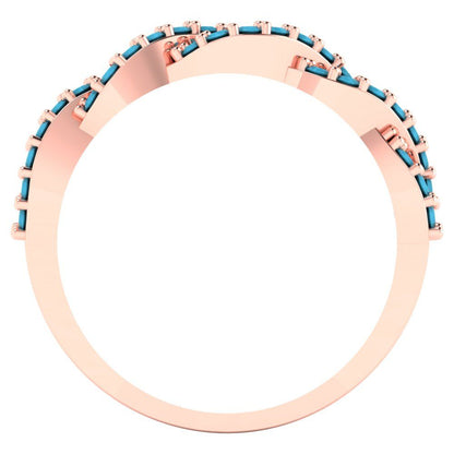 0.495 cttw Simulated Turquoise Round Cut Rose Gold Eternity Wedding Band