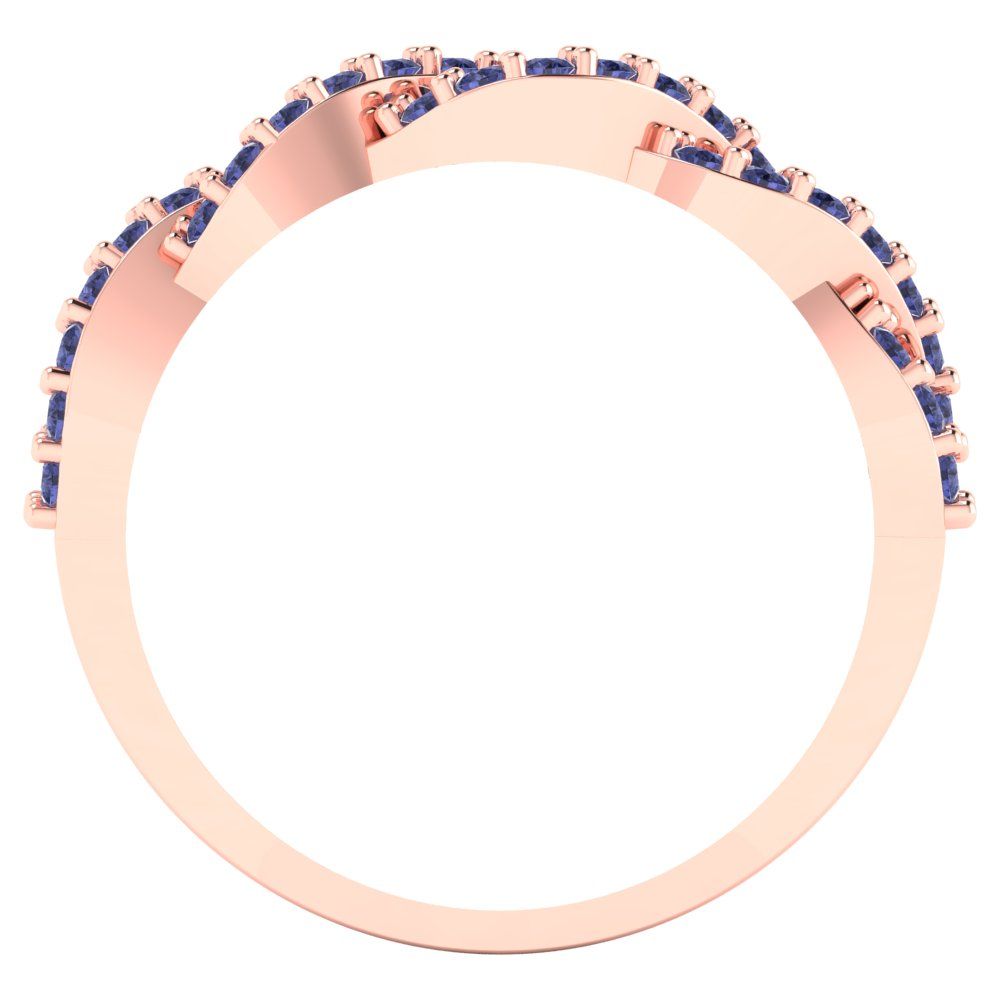 0.495 cttw Simulated Tanzanite Round Cut Rose Gold Eternity Wedding Band