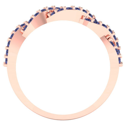 0.495 cttw Simulated Tanzanite Round Cut Rose Gold Eternity Wedding Band