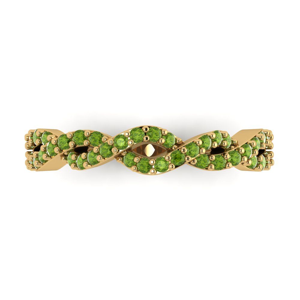 0.495 cttw Natural Peridot Round Cut yellow Gold Eternity Wedding Band