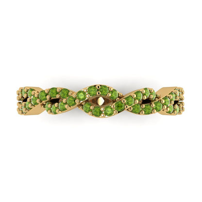 0.495 cttw Natural Peridot Round Cut yellow Gold Eternity Wedding Band