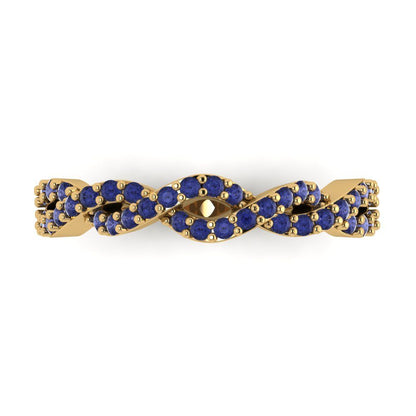 0.495 cttw Simulated Tanzanite Round Cut yellow Gold Eternity Wedding Band