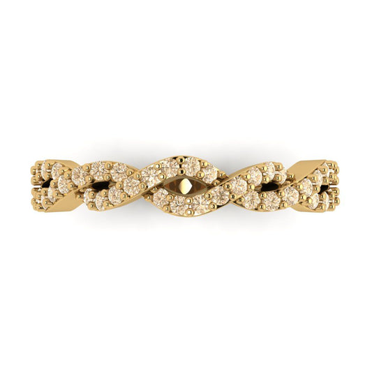 0.495 cttw Natural Morganite Round Cut yellow Gold Eternity Wedding Band