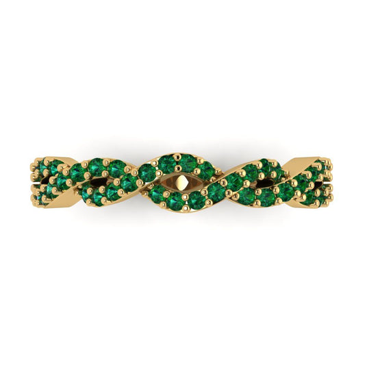 0.495 cttw Simulated Emerald Round Cut yellow Gold Eternity Wedding Band