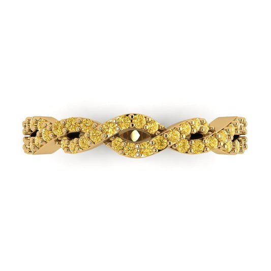 0.495 cttw Natural Citrine Round Cut yellow Gold Eternity Wedding Band