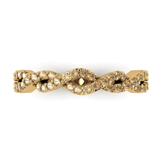 0.495 cttw Yellow Moissanite Round Cut yellow Gold Eternity Wedding Band