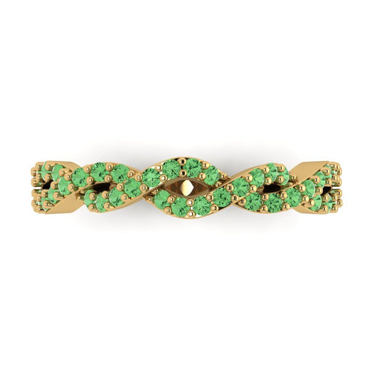 0.495 cttw Simulated Green Diamond Round Cut yellow Gold Eternity Wedding Band