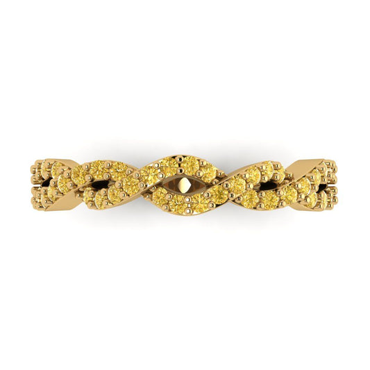 0.495 cttw Simulated Yellow Diamond Round Cut yellow Gold Eternity Wedding Band