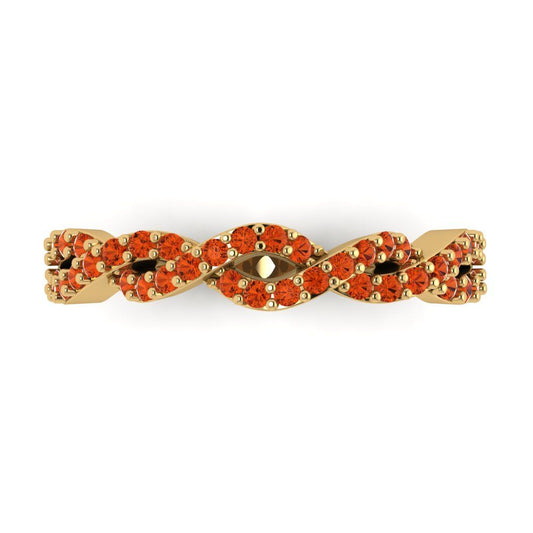 0.495 cttw Simulated Red Diamond Round Cut yellow Gold Eternity Wedding Band