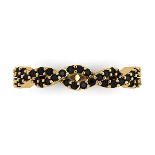 0.495 cttw Natural Onyx Round Cut yellow Gold Eternity Wedding Band