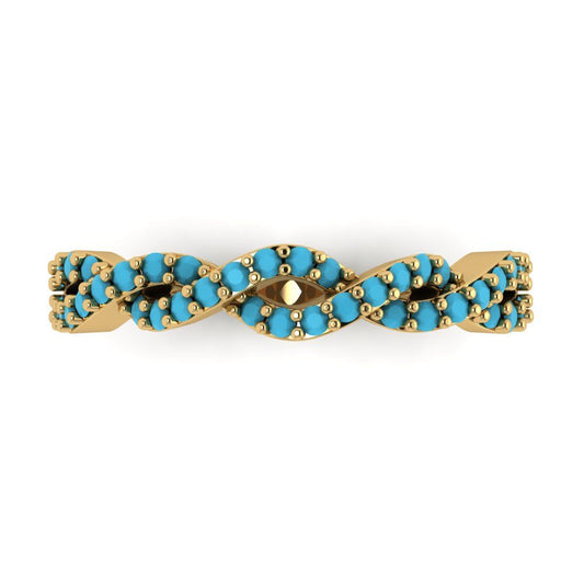 0.495 cttw Simulated Turquoise Round Cut yellow Gold Eternity Wedding Band