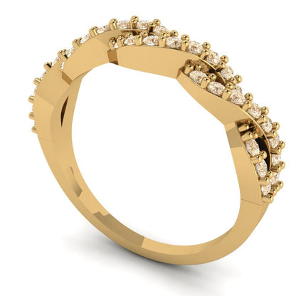 0.495 cttw Natural Morganite Round Cut yellow Gold Eternity Wedding Band