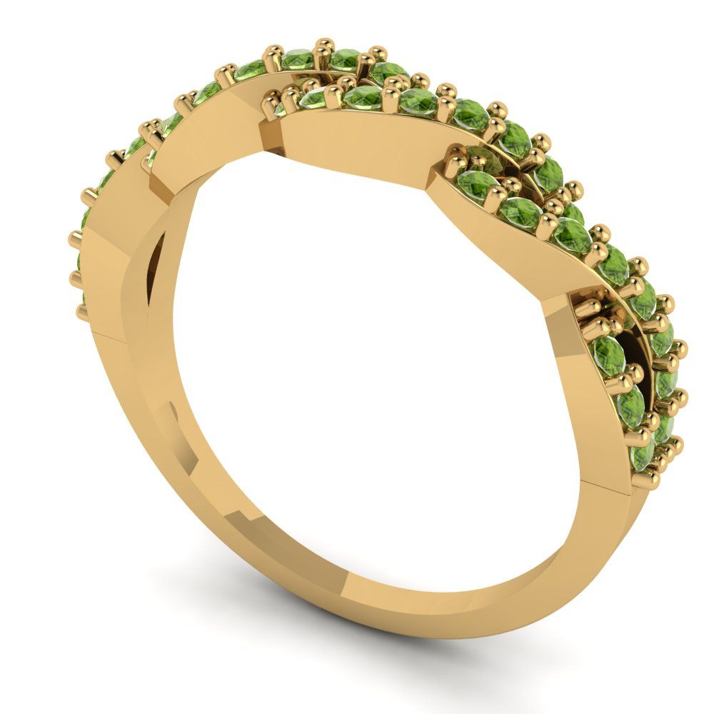 0.495 cttw Natural Peridot Round Cut yellow Gold Eternity Wedding Band