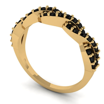 0.495 cttw Natural Onyx Round Cut yellow Gold Eternity Wedding Band