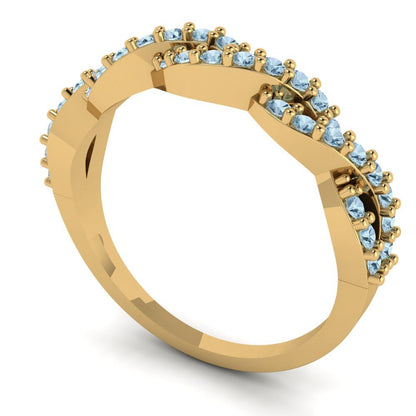 0.495 cttw Simulated Blue Diamond Round Cut yellow Gold Eternity Wedding Band